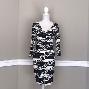 Cache black & white chain print dress